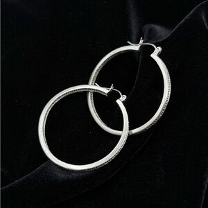 Diamond Silver Hoop Earrings